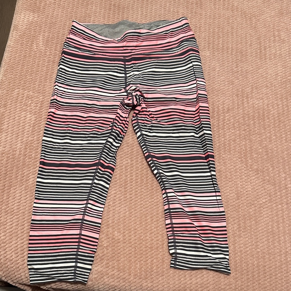 Calvin Klein Pink and Gray Striped Leggings